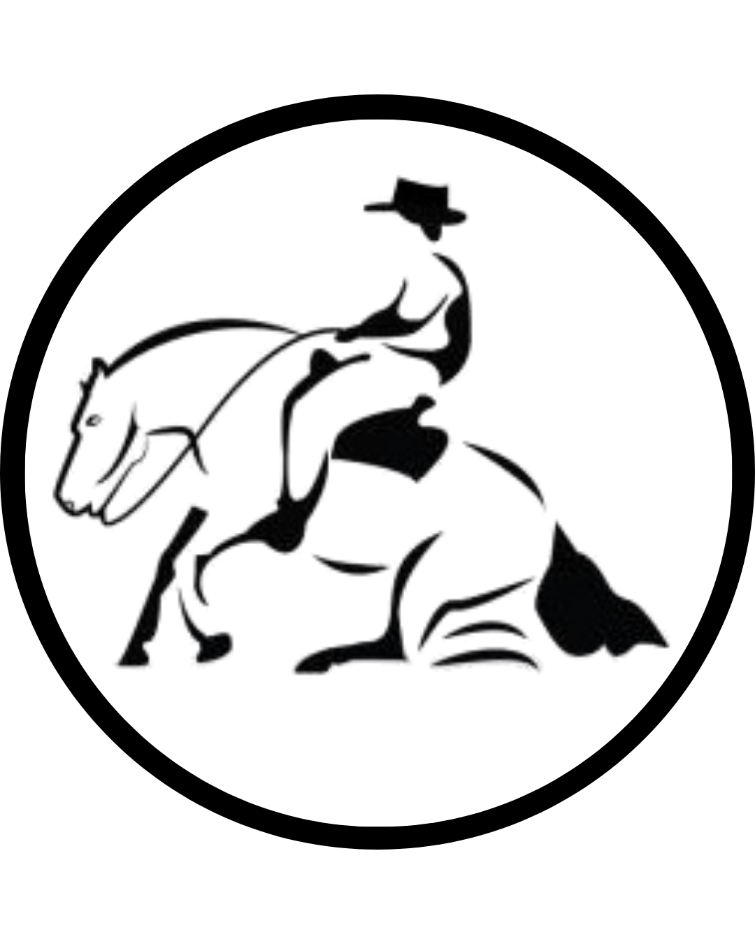 Black and white embroidery reining horse logo Cap